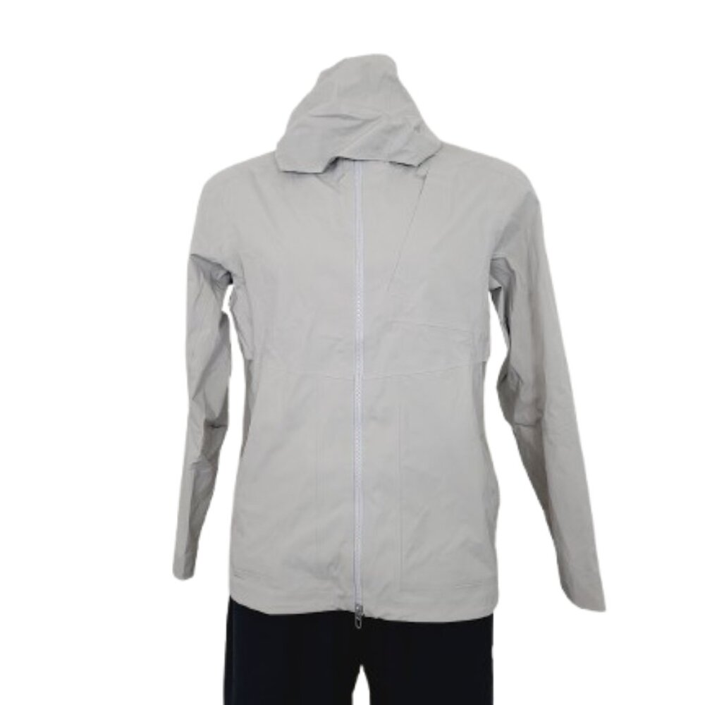 Lululemon Men's Light Grey Classic Fit Waterproof Full-Zip Raincoat Jacket Sz M